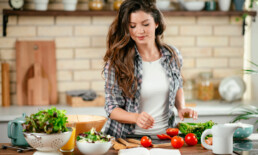 Women preparing her salad for her diet